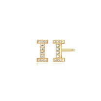 Forever Facets "I" CZ Earrings in Gold over Sterling Silver, Adult Female