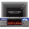 thumbnail image 2 of BOSSIN Fireplace tv Stand with 36 inch Fireplace Up to 80" TVs,LED Light Entertainment Center and Storage, 70" Modern Wood Media TV Console with Highlight Cabinet for Living Room, 2 of 8