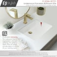 thumbnail image 4 of Stylish Undermount 20.37" W x 14.25" D White Rectangular Porcelain Bathroom Sink with 2 overflow rings P-209H, 4 of 11