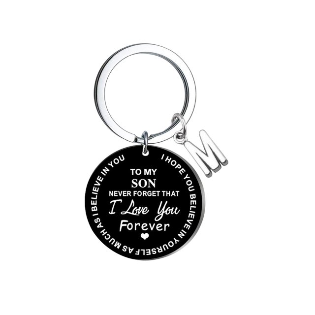 DIY creativo para mi hijo, llavero de 26 letras con apellido de acero inoxidable negro, 2,5 cm Wmkox8yi sjalhkljlk3822