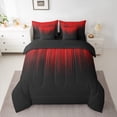 thumbnail image 2 of Manfei Gradient Red Twin Bedding Sets 7pcs, Geometric Neon Lights Bedding Comforter Set, Modern Abstract Black Sheet Sets, Microfiber Bedroom Decor, 2 of 8