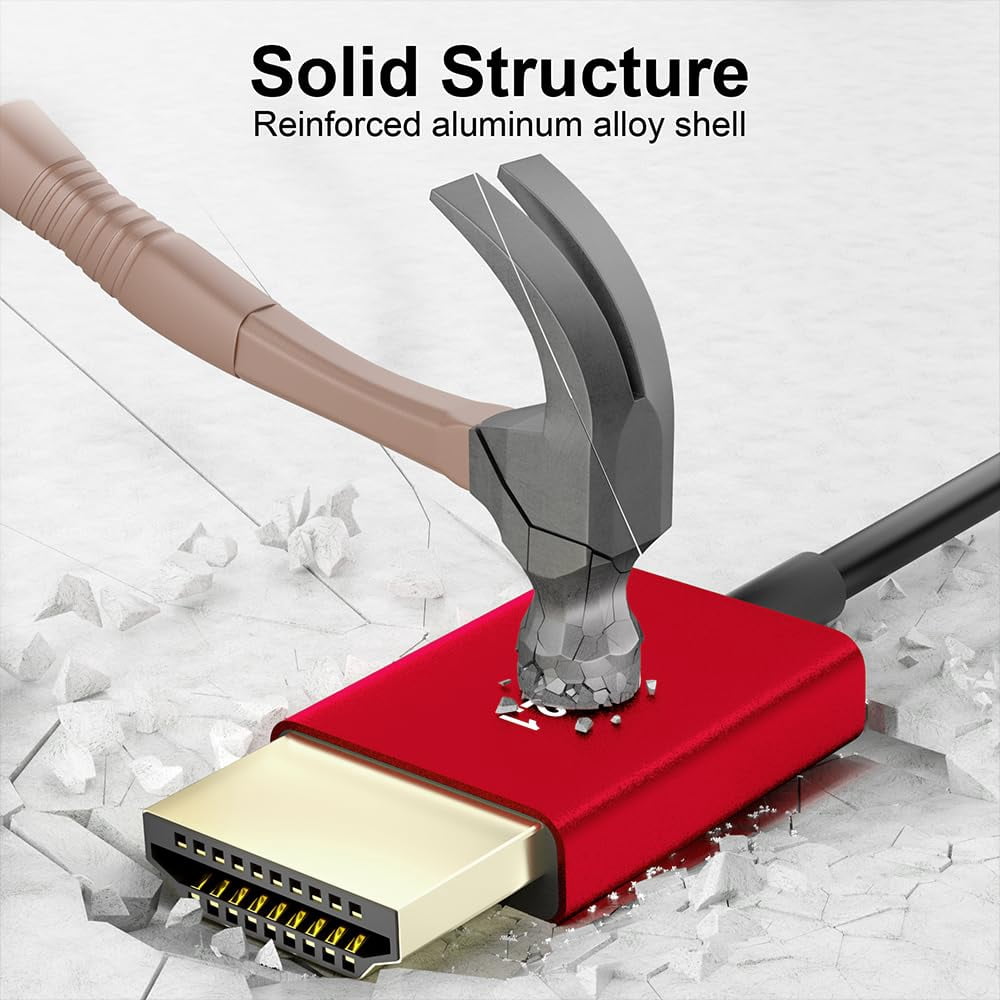 Alvin's Cables 8K HDMI Cable 2.1 48Gbps High Speed Φ2.4mm Ultra-Thin HDMI 8K@60Hz 4K@120Hz for Sony A7 A9, for BMPCC, for Canon C70, for Atomos Ninja, for SmallHD, Straight to Left Angle Coiled