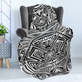 thumbnail image 4 of Tribal Soft Flannel Fleece Throw Blanket, Abstract Composition of Geometric Forms of Maori Pattern for Background, Cozy Plush for Indoor and Outdoor Use, 50" x 60", Black and White, by Ambesonne, 4 of 5