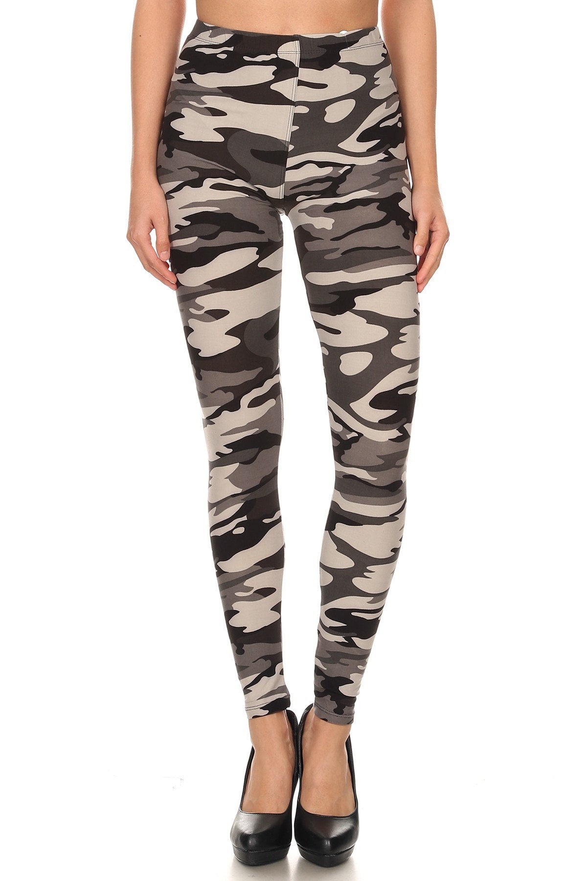 Women's 3X 5X Grey Camouflage Military Look Pattern Print Leggings ...
