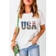 thumbnail image 2 of ABPHQTO Camiseta blanca de manga corta con estampado de leopardo y bandera de EE. UU. para mujer, 2 of 5