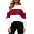 thumbnail image 2 of Josdec Women's Two Tone Color Block Crew Neck Sweatshirt, Drop Shoulder Long Sleeve Loose Pullover, All Season Daily Casual Loungewear Tops, 2 of 9
