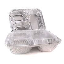 The Baker Celebrations 3-Compartment Aluminum Foil Trays with Lids, 25 Pack – Made in USA Disposable Divided Food Containers for Meal Prep