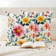 thumbnail image 3 of Spring Flower Pillow Covers 2 Pack Country Retro Watercolor Red Yellow Floral Green Leaf Pillowcase Waterproof Outdoor Throw Pillow Cover for Patio Garden Square Cushion 26”x26”, 3 of 9