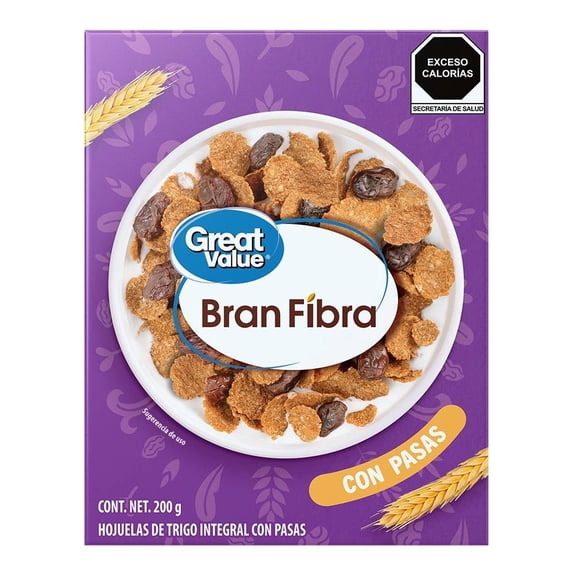 Cereal Great Value Bran Fibra Pasas 200g
