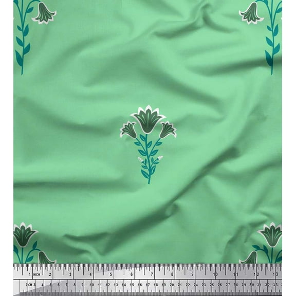 Soimoi Cotton Duck Fabric Leaves & Floral Artistic Decor Fabric Printed Yard 42 Inch Wide