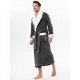 thumbnail image 2 of Men's Coral Fleece Robe Full Length Lounge Shawl Bathrobe with 2 Pockets, 2 of 7