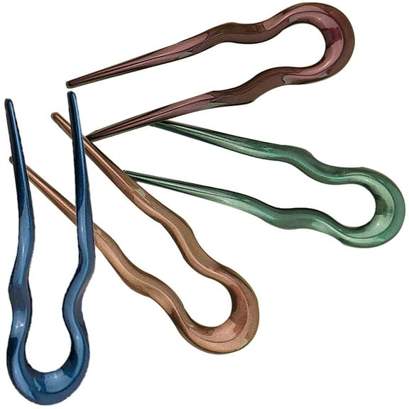 LITINKIMI 4Pcs U Shaped Chignon Hair Pin Reddish Brown PC Material for Women Updo Hairstyles