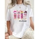 thumbnail image 1 of Women'S Casual Crew Neck Short Sleeve T-Shirt, Polyester Knit Fabric with Medium Stretch, Geometric Pattern, with Fun Pencil Print, for All Seasons, 1 of 6