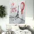thumbnail image 4 of Eiffel Tower Decor Wall Hanging Tapestry, I Love Paris Romance Hot Air Balloon with Hearts Doodle Style Print Image, Bedroom Living Room Dorm Accessories, 40 X 60 Inches, by Ambesonne, 4 of 5