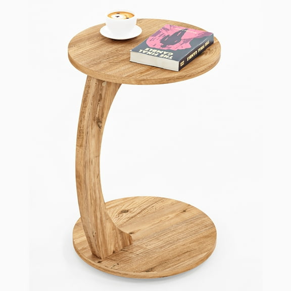 Wheeled C Table Modern Side Table, Mobile Nightstand for Sofa Bedside, Living Room, Bedroom