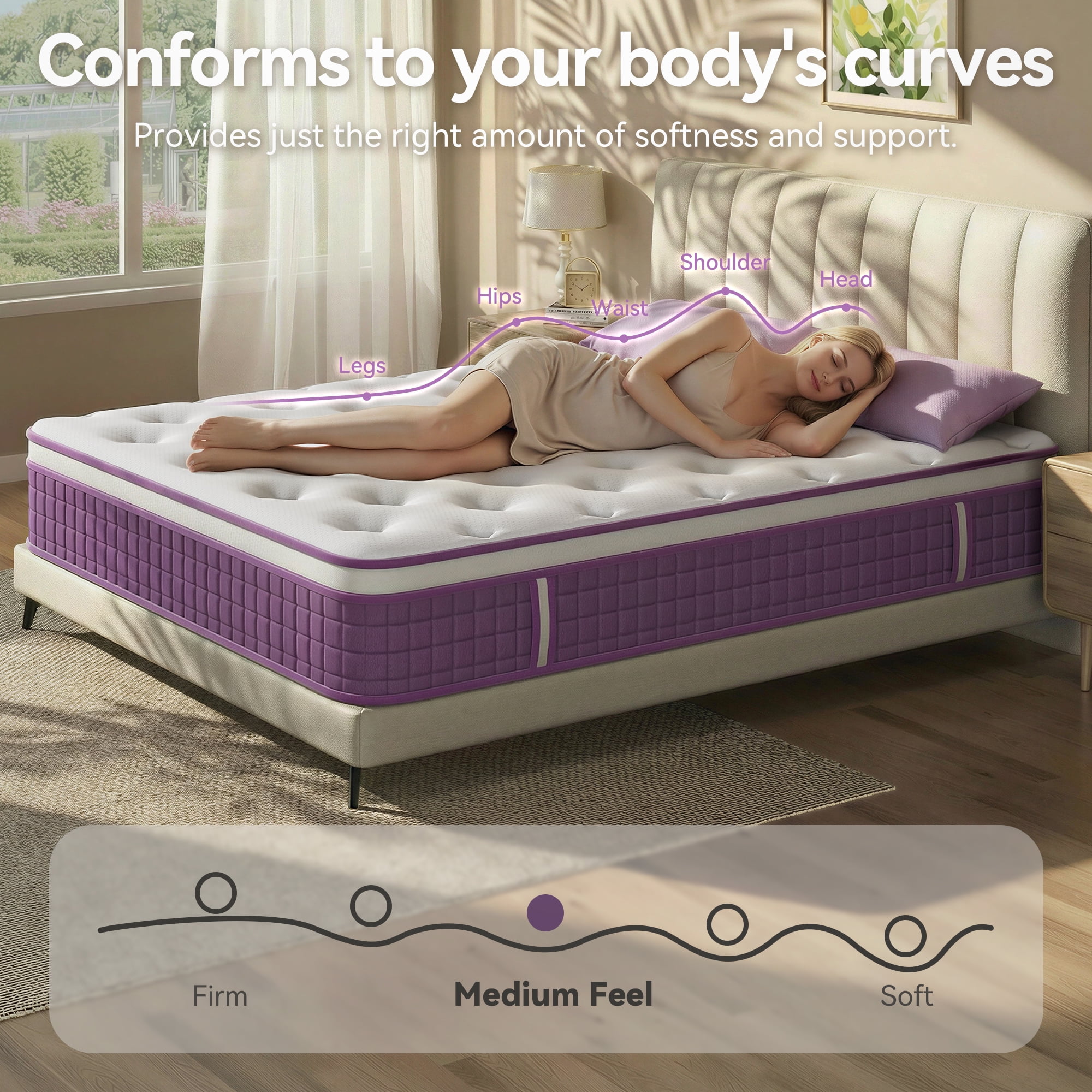 Sailvan King Size Mattress, 12 inch King Mattress in a Box, Bed Mattress With Memory Foam & Pocket Spring, Medium Firmness, Edge Support, Pressure Relief