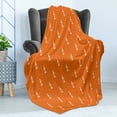 thumbnail image 4 of Alcohol Soft Flannel Fleece Blanket, Simplistic Abstract Silhouette Vodka Bottles Pattern in Repeating Order Image, Cozy Plush for Indoor and Outdoor Use, 50" x 60", Orange and White, by Ambesonne, 4 of 5