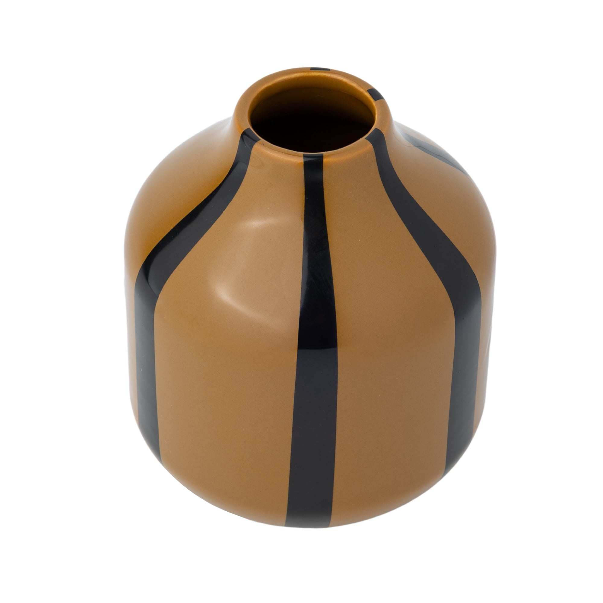 Mainstays 6 in Brown and Black Ceramic Decorative Stripe Vase