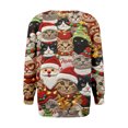 thumbnail image 4 of Women's Casual Long Sleeve Round Neck Sweatshirt Fit Pleated Top with Christmas Print for Fashionable Holiday Outfits and Comfortable Wear,Watermelon Red,M, 4 of 6