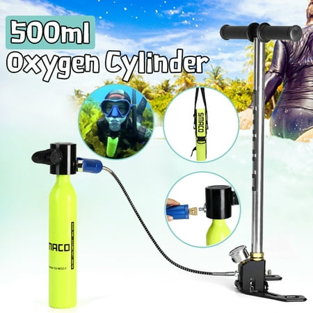 - Diving Air Tanks Breathing Device Equipment Cylinder Regulator Accessories with Inflator Pump for Underwater Activities Portable 500ml Mini Oxygen