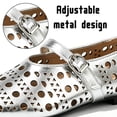 thumbnail image 4 of CHICVOMEY Breathable Mesh Mary Jane Shoes for Women Leather Ballet Flats with Buckle Fashion Fishnet Flats for Women Casual & Work Fashion Flats, 4 of 9