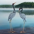 thumbnail image 3 of Crane Garden Statue Décor, Metal Crane Yard Art for Outdoor Patio Lawn Backyard Pool, Garden Sculpture & Statues, Set of 2, Black and White, 3 of 7