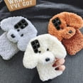 thumbnail image 7 of Dog Case Compatible with Galaxy S22 Ultra 3D Cute Plush Fluffy Dog Case Fashion Luxury Fur Hair Fuzzy Wool Face Soft Back Cover Shockproof Protective for Women and Girls White, 7 of 7