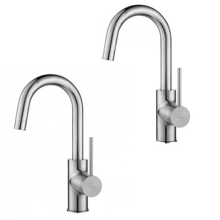 Kraus Oletto Single Handle Kitchen Bar Sink Faucet Stainless Steel 2 Pack