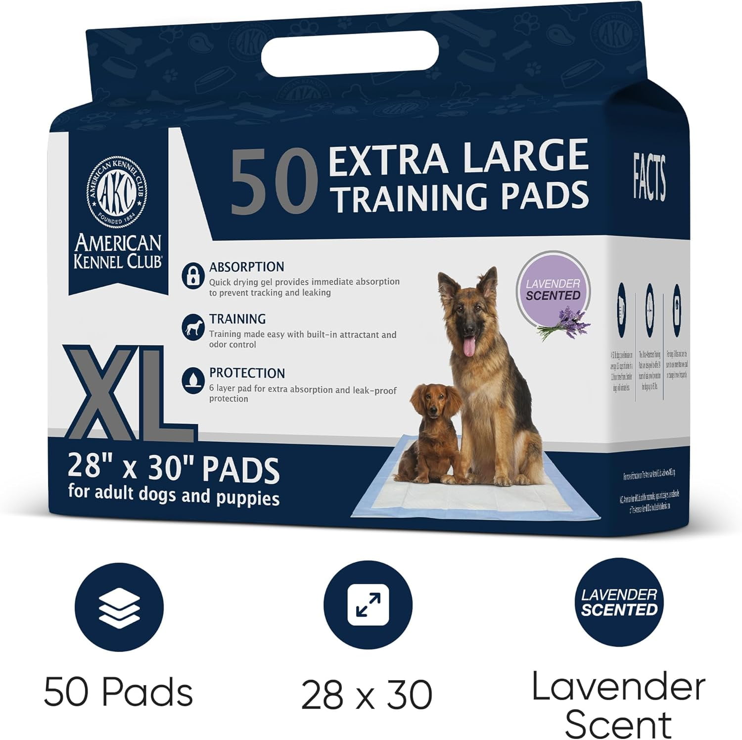 Scented Puppy Training Pads with Ultra Absorbent Quick Dry Gel – 28 x 30 Pee Pads for Dogs - Lavender Scented - 50 Count