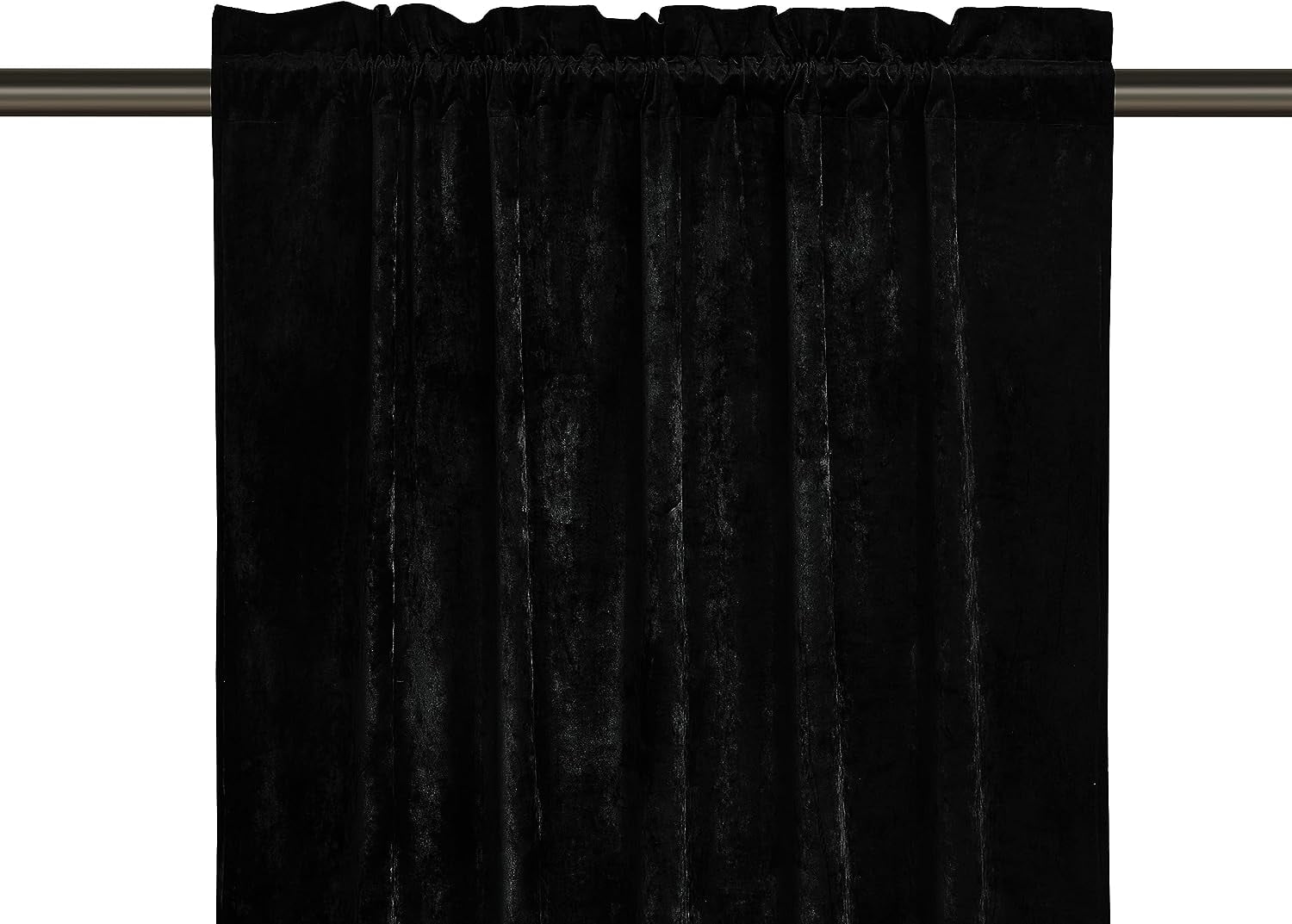 Chezmoi Collection Lux Black Crushed Velvet Curtains 2 Panel Set, Room Darkening Luxury Distressed Velvet Rod Pocket Window Drapes for Living Room Bedroom 50" W x 96" L