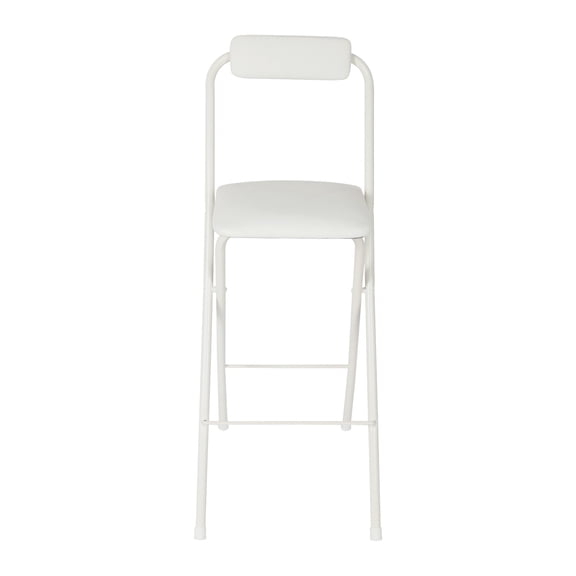 Miumaeov Modern Foldable Bar Chair Tall Folding Chair Seat Comfortable Portable Folding Stool with Backrest White