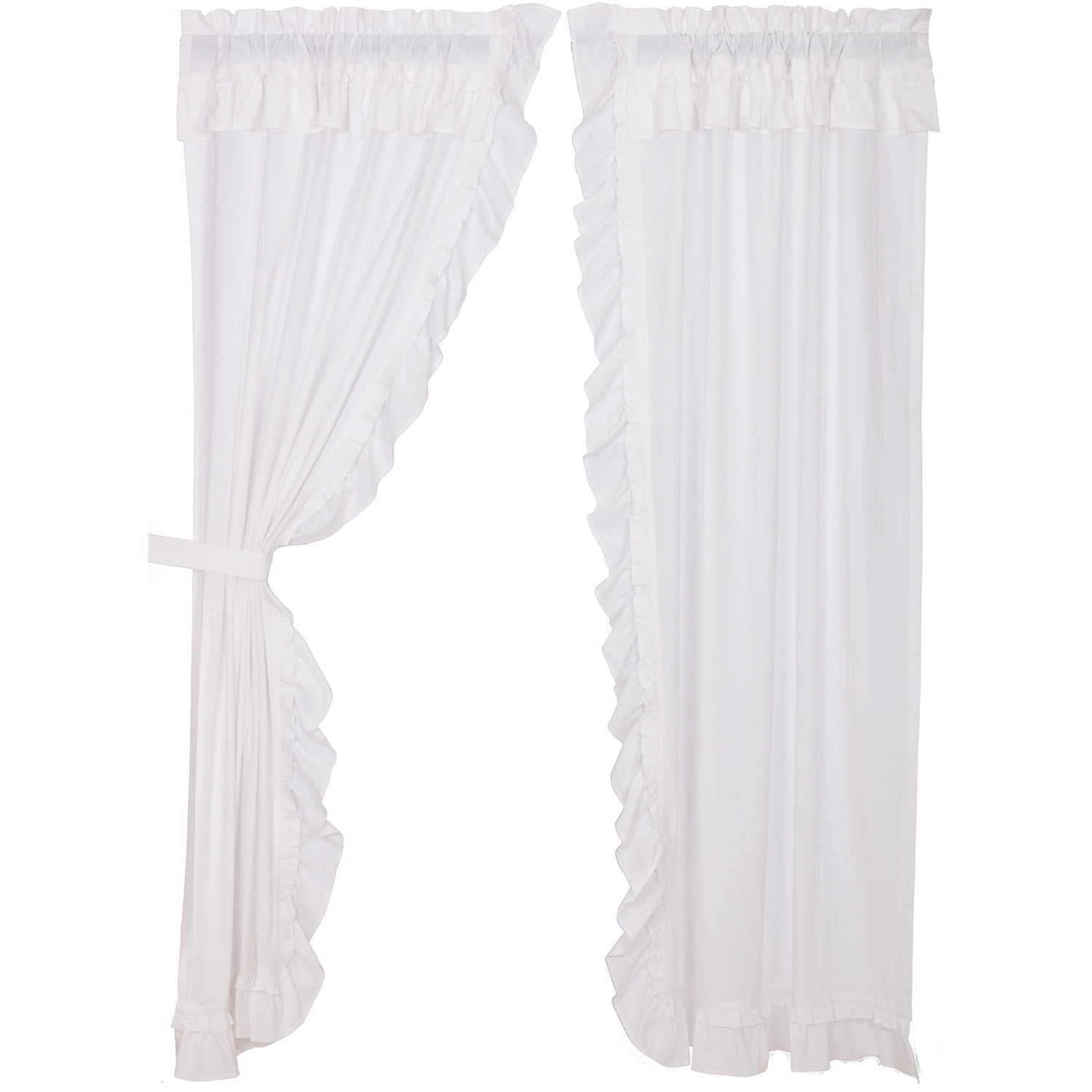 Photo 1 of VHC Brand Muslin Ruffled Bleached White Set Of 2 Panel 51379 NEW