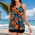 thumbnail image 2 of Fewfanhot Women's Tankini Swimsuits Two Piece Tummy Control Bathing Suit, Floral Flowy Swim Tops with Short Swimwear, 2 of 7