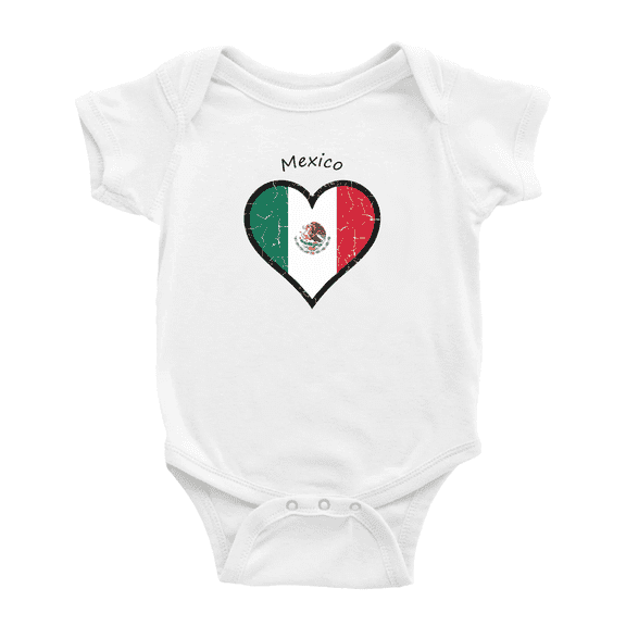 Mexico Flag Heart Love Cute Baby Clothing Bodysuits Boy Girl Clothes