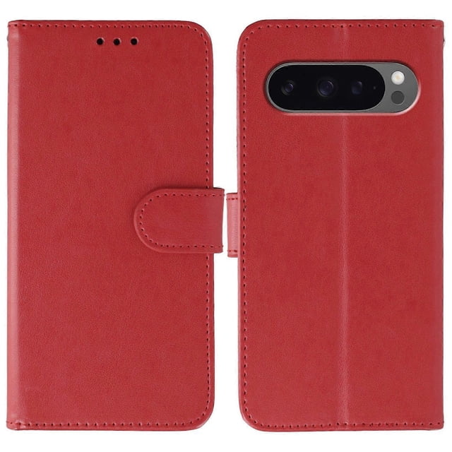 Phone Case For Google Pixel 10 10 Pro 9 9 Pro PU Leather Flip Wallet Cover with Strap - Green