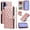 Rose gold, variant on For Samsung Galaxy A37 5G Wallet Grid Texture Magnetic Flip Cover Card Holder & Bills Slot, Soft PU Leather Magnetic For Women Wallet Case With Detachable Shoulder Strap And Wrist Strap,Purple