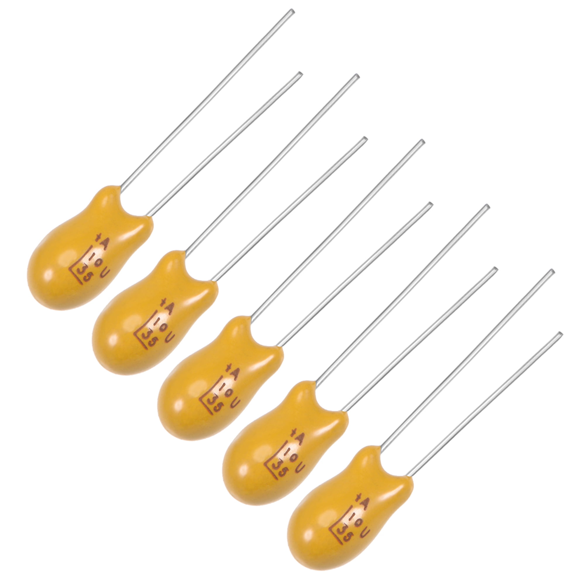 10uF Tantalum Capacitor 35V 2 Pin Yellow Radial Dipped Tantalum Bead Capacitors 5pcs