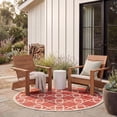 thumbnail image 3 of SAFAVIEH Courtyard Carol Geometric Indoor/Outdoor Area Rug, Red/Beige, 6'7" x 6'7" Round, 3 of 11