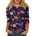 thumbnail image 2 of Outfmvch Chemises Mardi Gras pour Femmes, Manches 3/4 Hauts pour Femmes, Tenue Mardi Gras pour Femmes, Blouses pour Femmes, Hauts d'Entraînement pour Femmes, Haut Imprimé Carnaval à Col Rond Mode Chandail en Molleton Bleu 6TG, 2 of 4