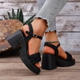 thumbnail image 6 of hoksml Women's Ruched Bow Platform Block Heel Sandals Peep Toe Ankle Strap 3.34 Inch Heel Summer Dressy Shoes, 6 of 9