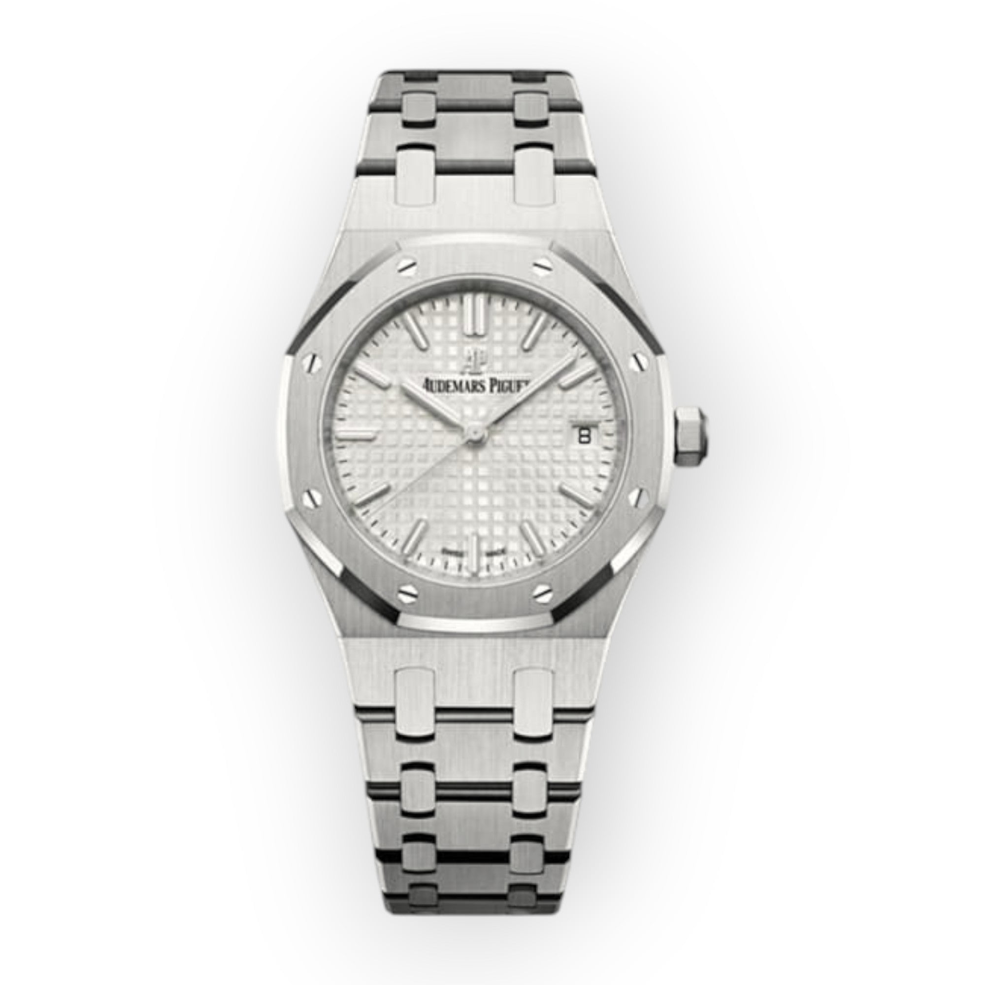 Pre-Owned Audemars Piguet Royal Oak 77350ST Womens Stainless Steel Silver Dial 34mm Automatic Watch