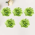 thumbnail image 3 of EeaseMX 5 broches de flores de tela de 10 cm para novia, con forma de rosa realista, para el pelo, para vestido de boda (verde), 3 of 7