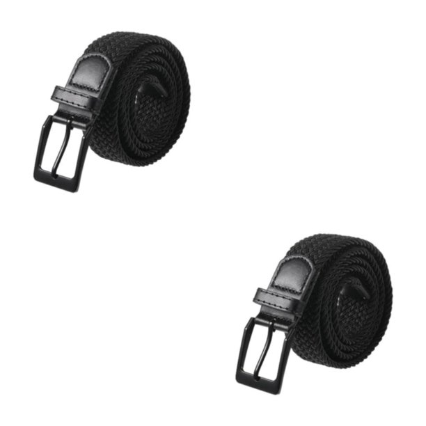 Qarigey Cinturón casual clásico y práctico con hebilla de aleación de zinc Cinturón trenzado Cinturón tejido Nylon y caucho negro negro 2Conjunto