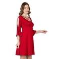 thumbnail image 4 of Women's Cold Shoulder Knee-Length Rayon Dress – Short Sleeve Casual, 4 of 7