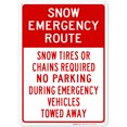 thumbnail image 1 of Snow Emergency Route No Parking Red Sign, 10x14 Aluminum, 1 of 8