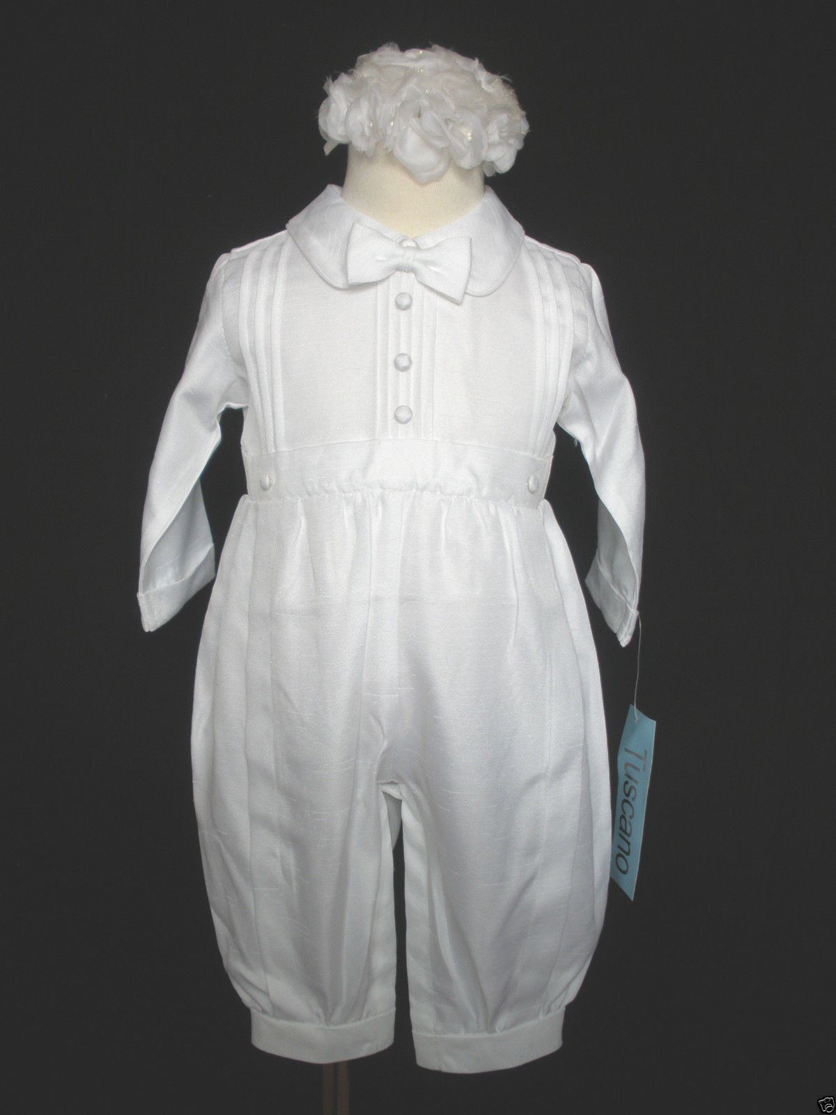 White Rompers + Hat for Baby Toddler Boy Christening Baptism New Born-30M