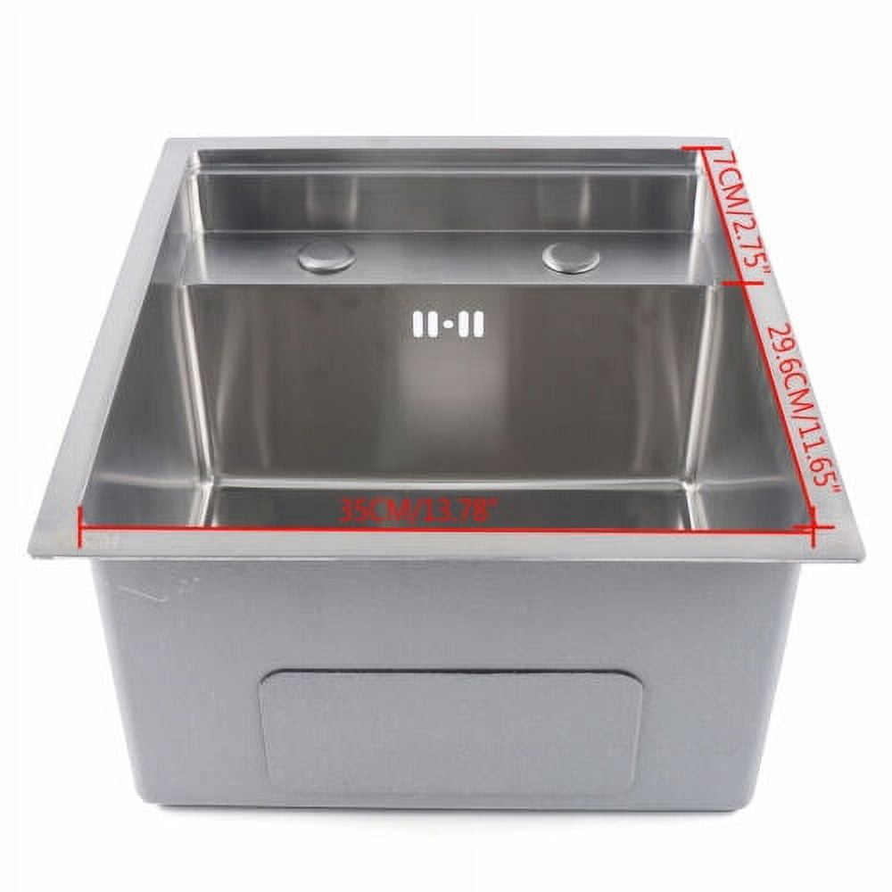 Hidden Stainless Steel Kitchen Bathroom Sink Single Bowl w/ Folding faucet+Cover