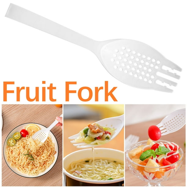 Tenedor de Cuchara y Escurridor, Diseño Dos En Uno, Apto para Uso Alimentario, Fácil de Limpiar, para Postres de Frutas, Orificio de Drenaje Rápido, Ideal para Fiestas, Tamaño 18 X 4,4 Cm