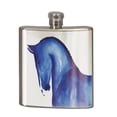 thumbnail image 1 of KuzmarK 6 oz. Stainless Steel Flask Set in Black Presentation Box -  Warmblood Sports Horse in Blue Abstract Horse Art by Denise Every, 1 of 2