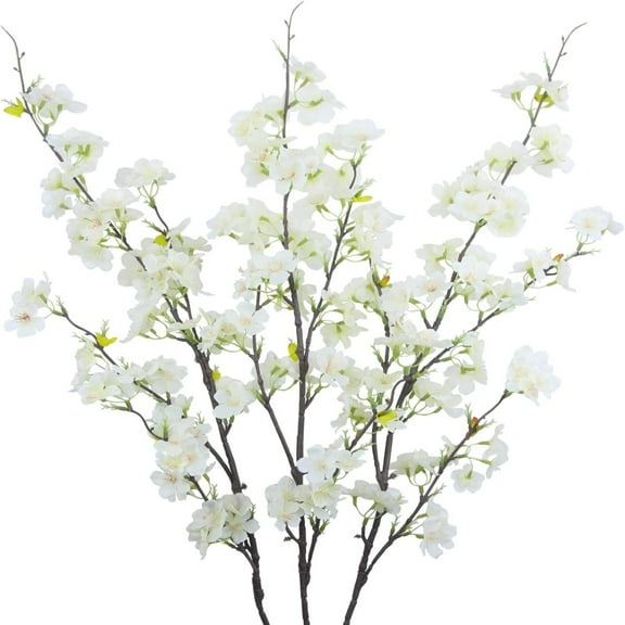 Clearance Artificial flowers under $10,3 Pcs Artificial Cherry Flower Silk Peach Flowers Bulk Flowers With Leaves Cherry Branches Vase Arrangements For Spring Wedding Indoor Outdoor DIY Party De